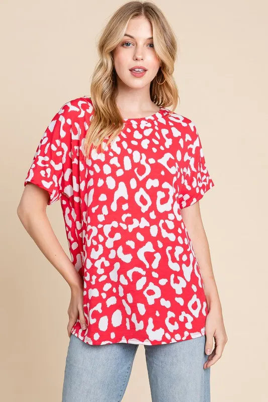 BOMBOM Animal Print Stretchy T-Shirt