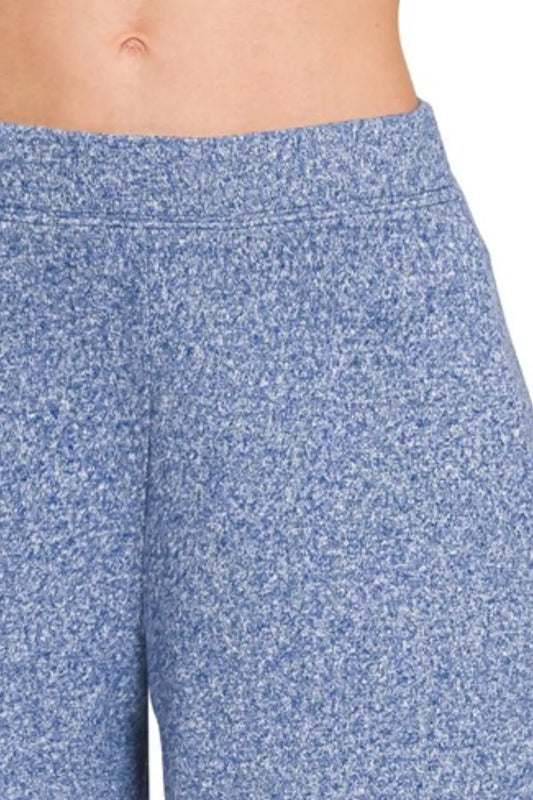 Zenana Soft Melange Hacci Elastic Waisted Shorts