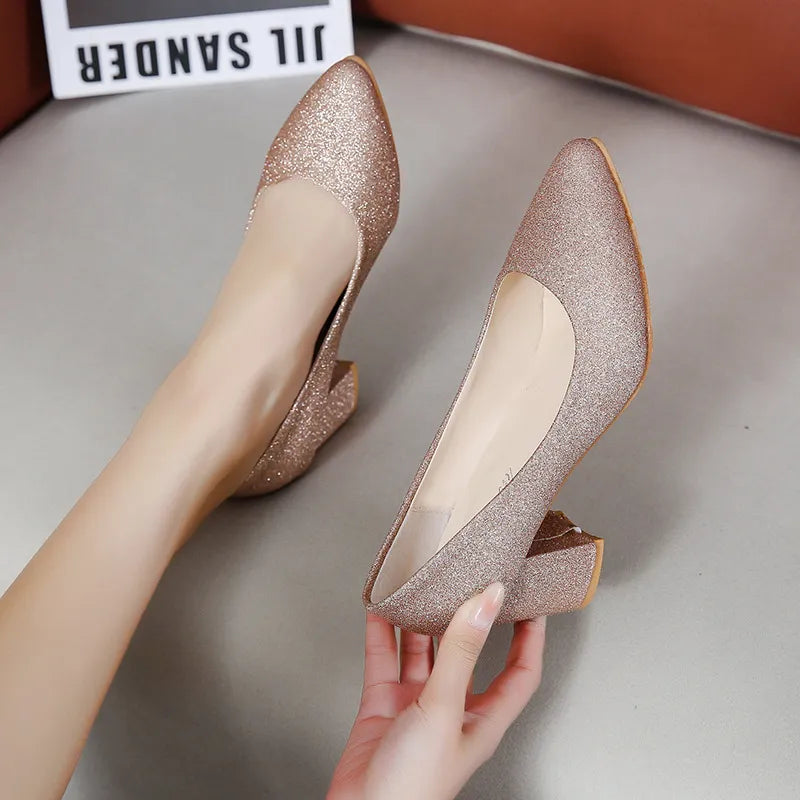 Point Toe Block Heels Pumps