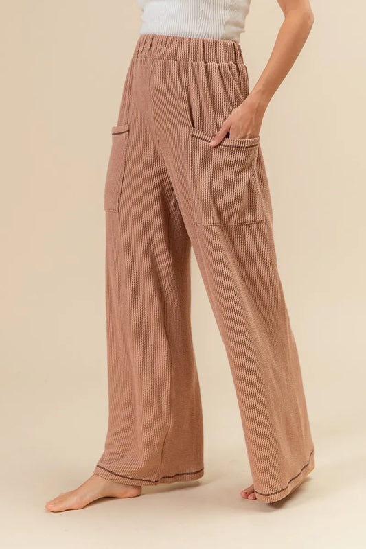 BiBi 2tone Cord Rib Waist Band Side Pocket Pants PEANUT BUTTER