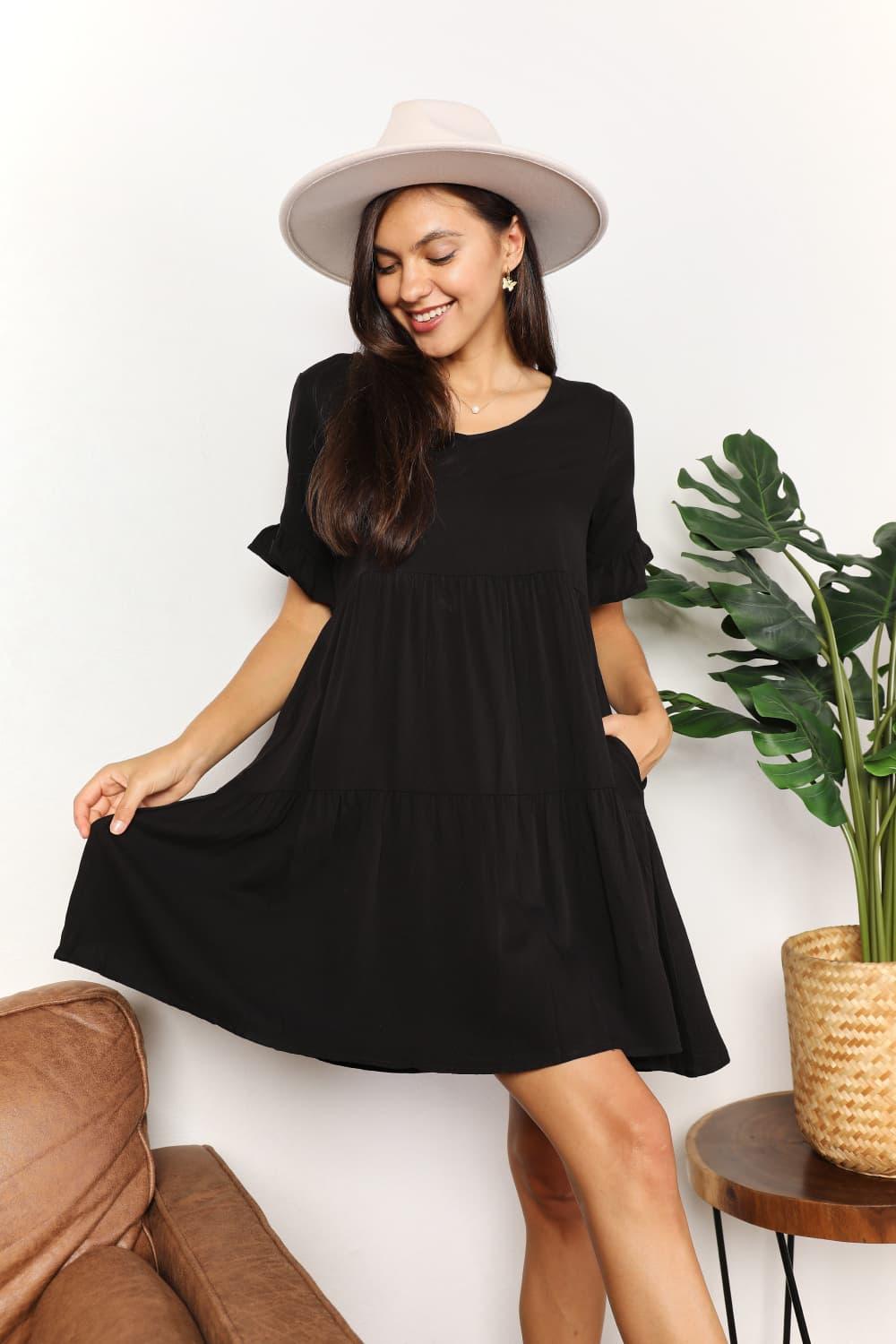 Double Take V-Neck Flounce Sleeve Dress for Effortless Style