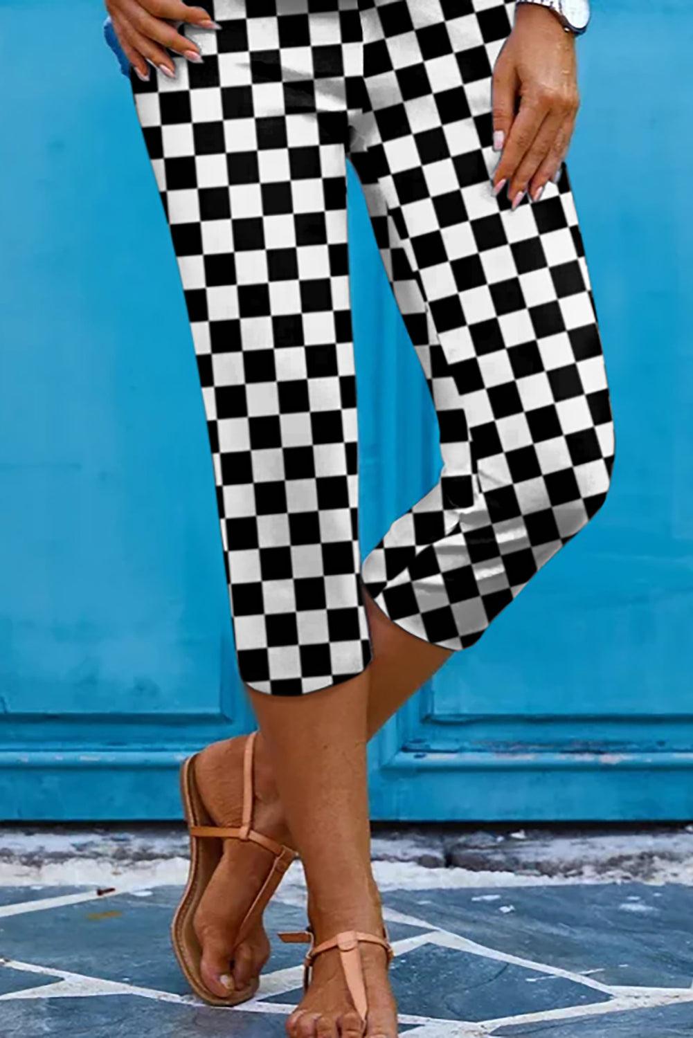 Checkered Skinny Capris Plaid