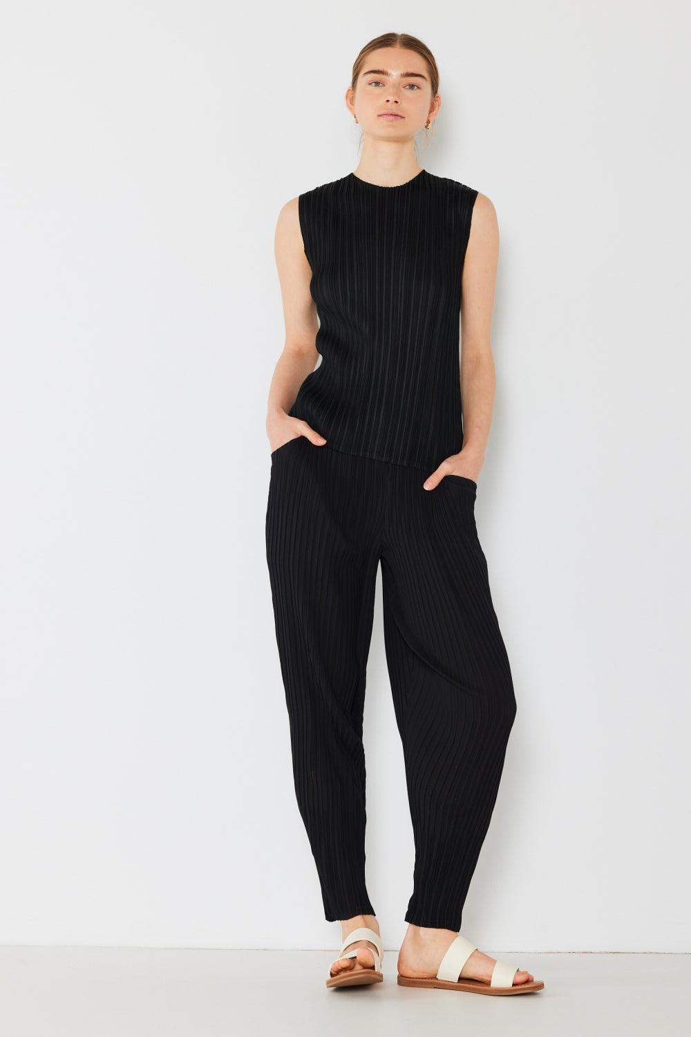 Marina West Swim Pleated Relaxed-Fit Slight Drop Crotch Jogger Black