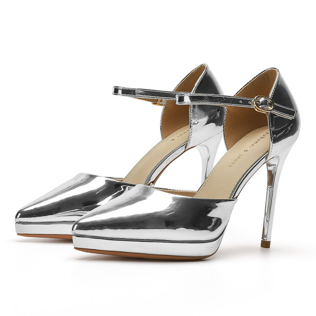 Point Toe Stiletto Pumps Silver