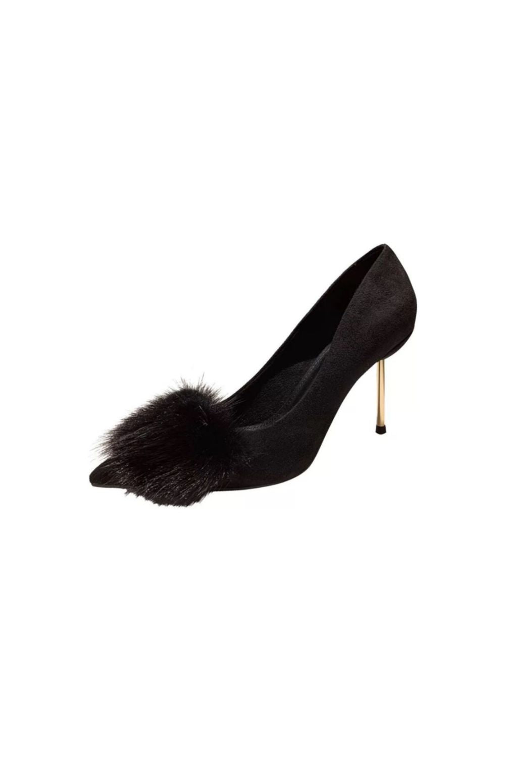 Suede Point Toe Stiletto Pumps Black