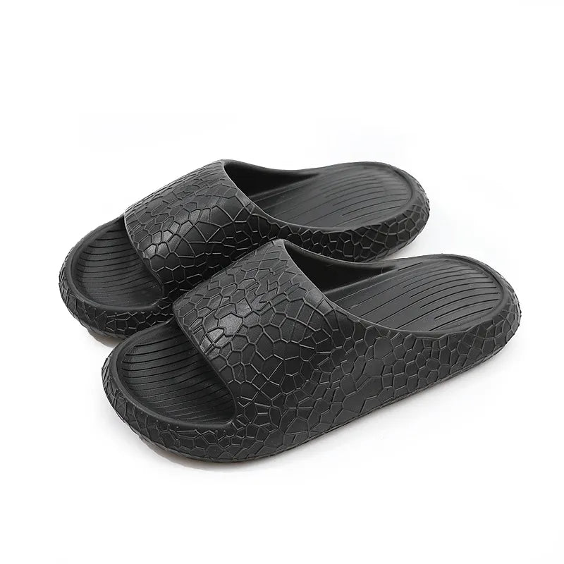 Open Toe Platform Slippers Black