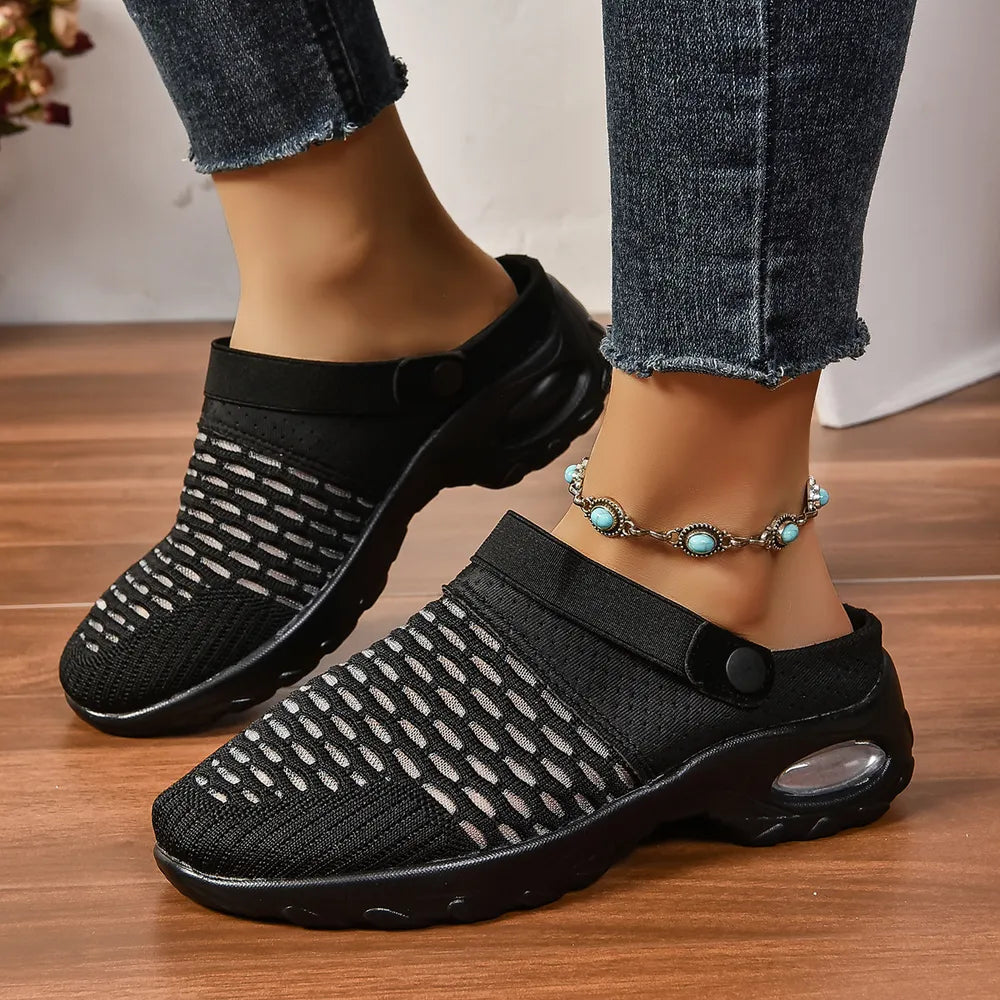 Breathable Mesh Round Toe Sneakers Black