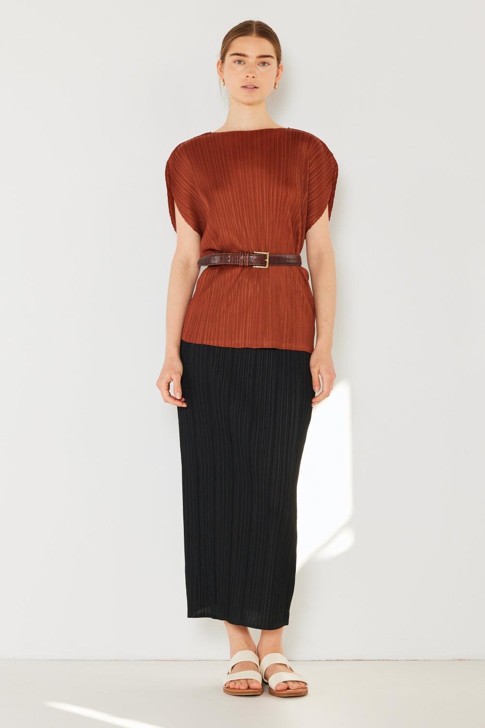 Marina West Swim Pleated Midi Pencil Skirt Black