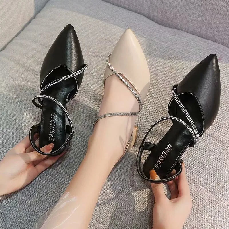 Point Toe Block Heels Pumps