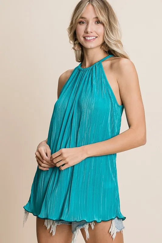 BiBi Pleating Knit Halter Neck Top