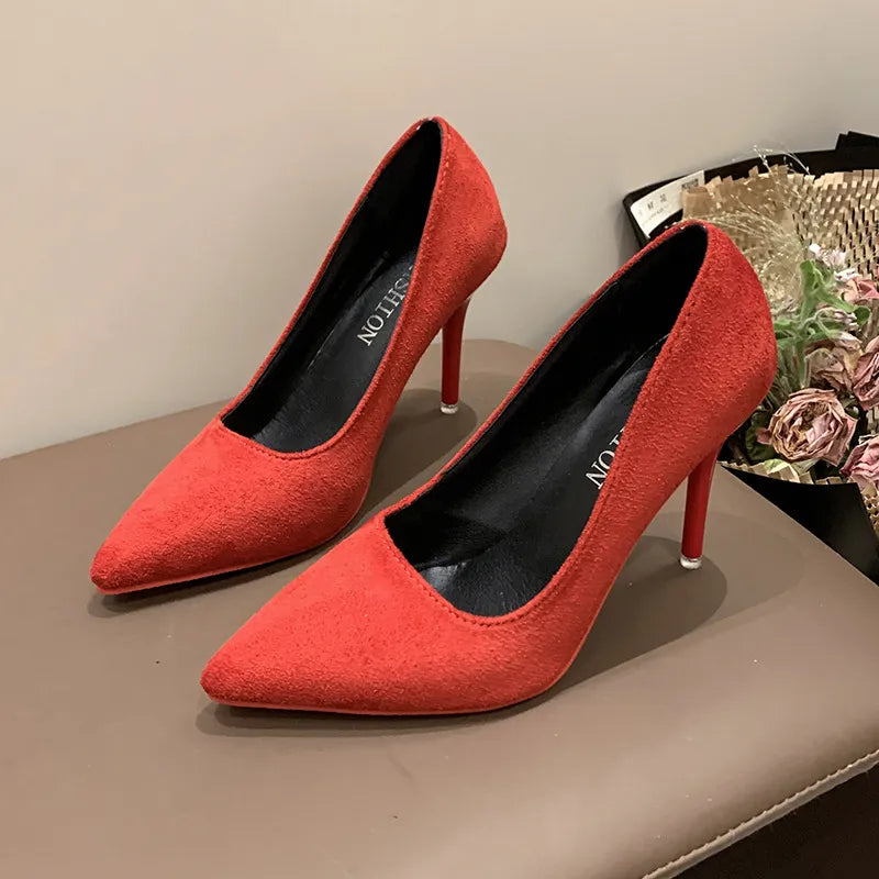 Point Toe Stiletto Pumps Red