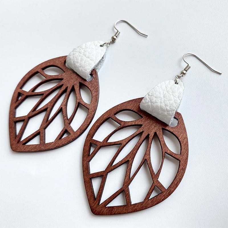 Leaf Drop Earrings White One Size