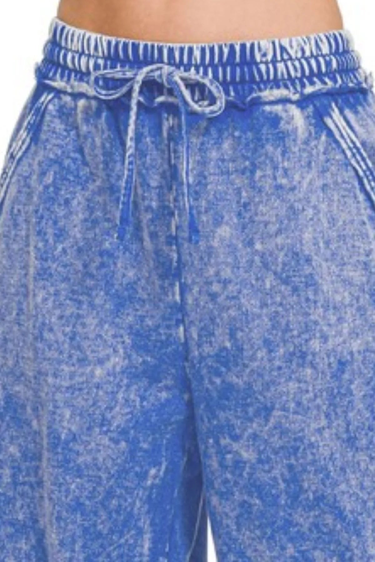 Zenana Washed French Terry Palazzo with Pockets