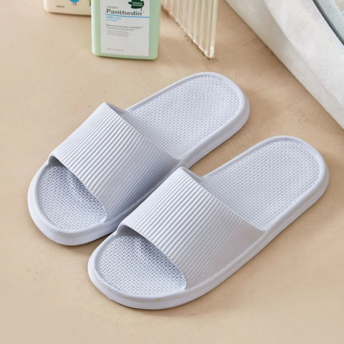 Open Toe Flats Slippers Gray