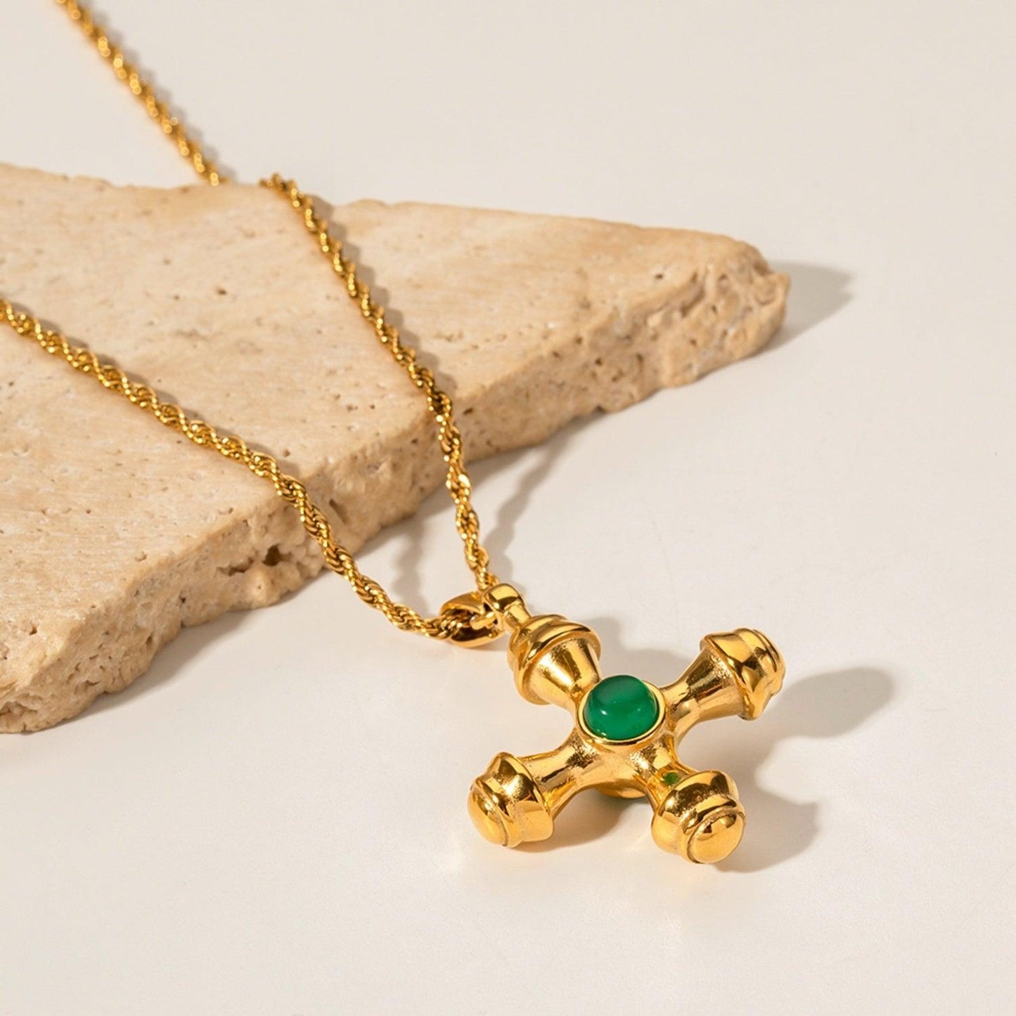 Gold-Plated Stainless Steel Cross Shape Pendant Necklace Style B One Size