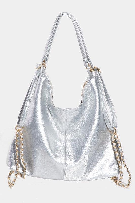 Fame PU Leather Multipurpose Shoulder Bag Silver One Size