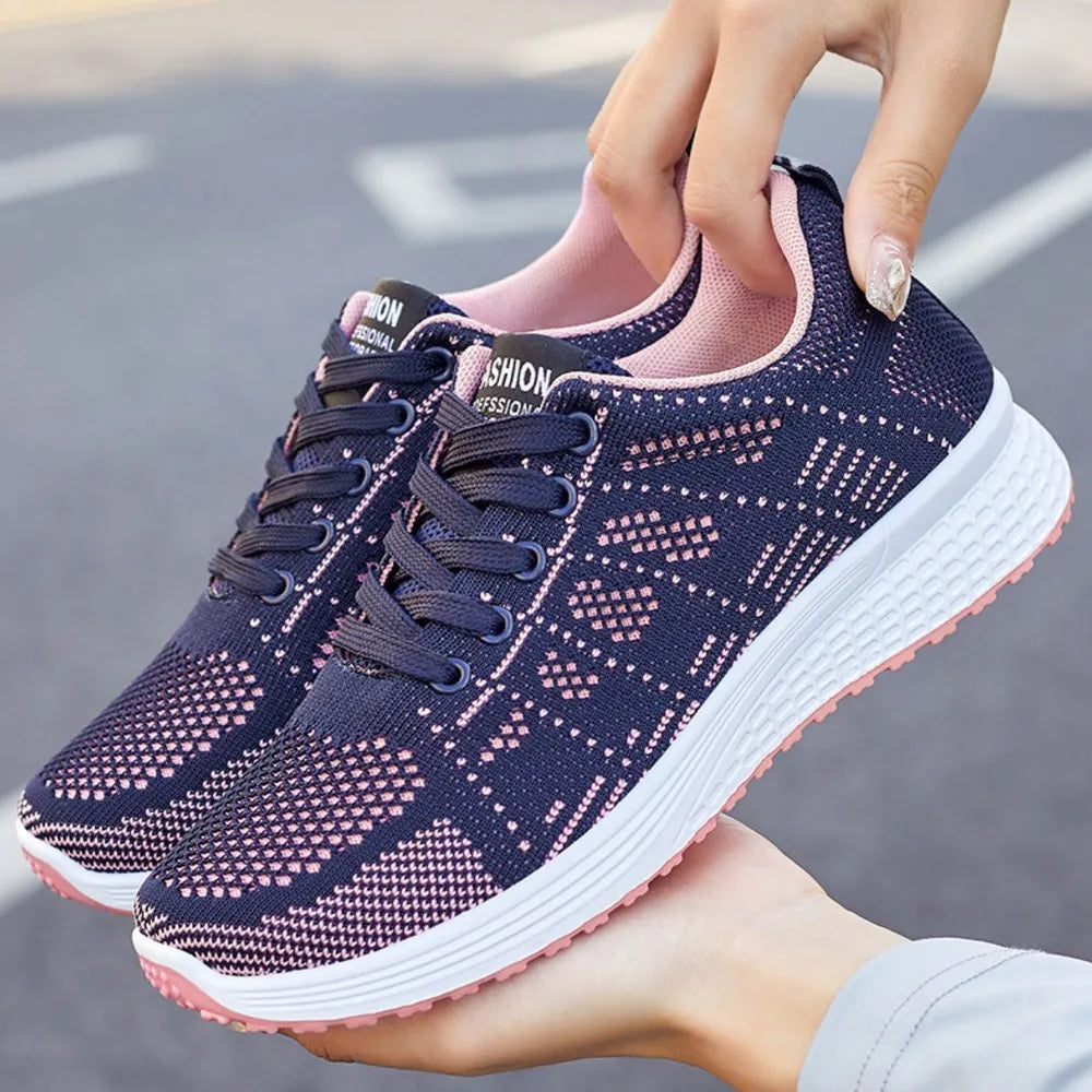 Round Toe Mesh Breathable Athletic Navy