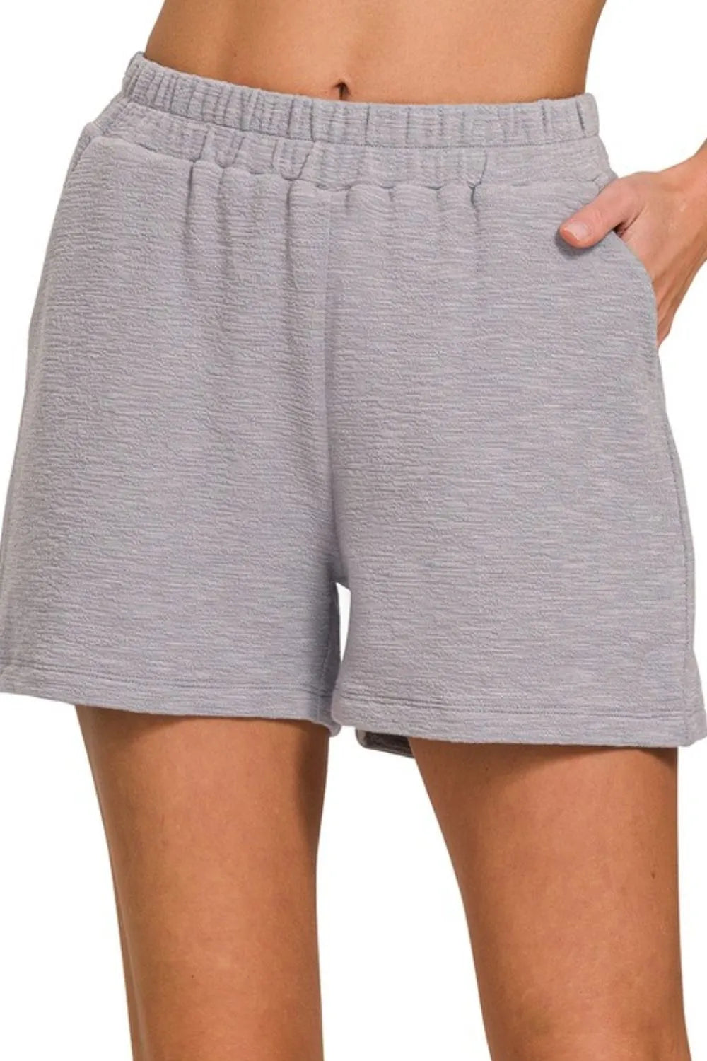 Zenana Cotton Slub Shorts SLEET