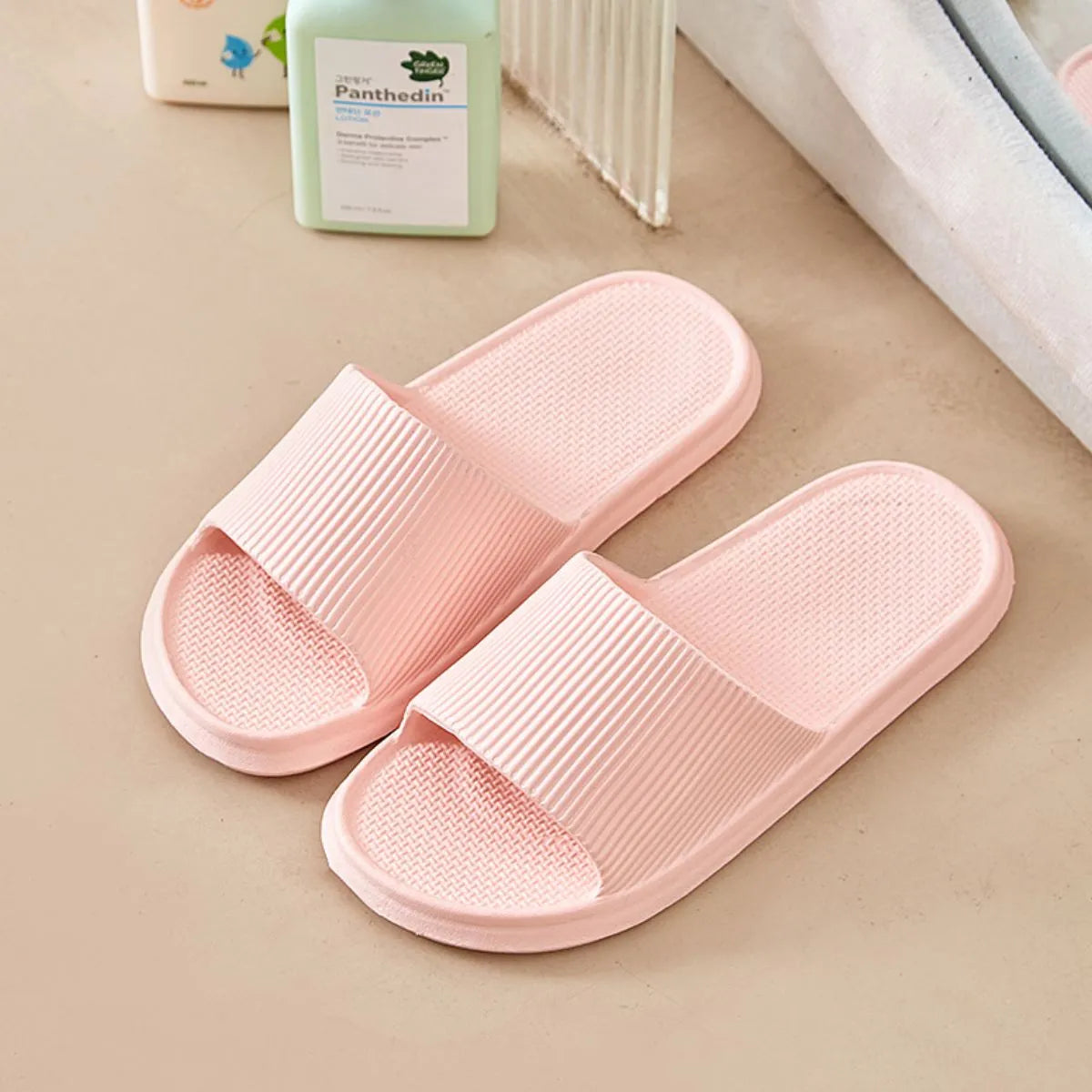 Open Toe Flats Slippers Pink