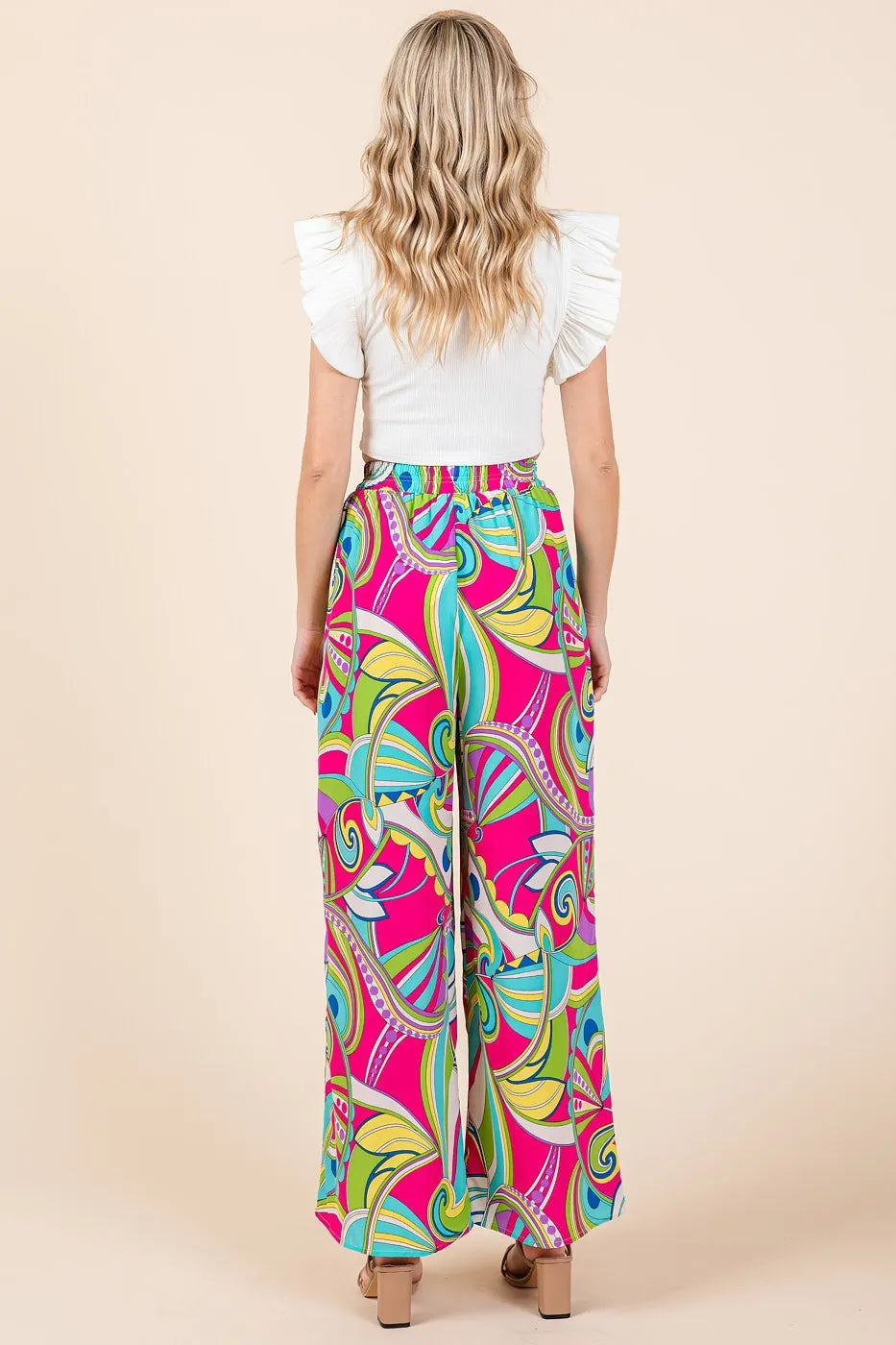 Mittoshop Abstract Print Elastic Waist Wide Leg Pants