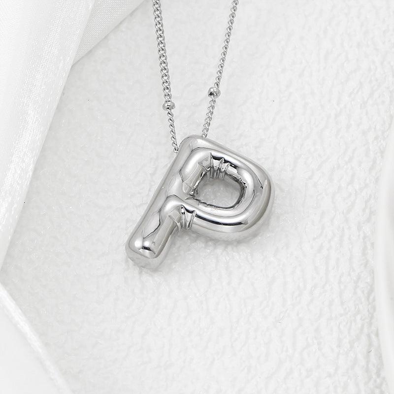 Copper Bubble Letter Pendant Necklace Style P One Size