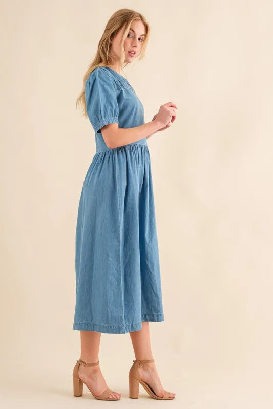 And The Why Washed Chambray Midi Dress
