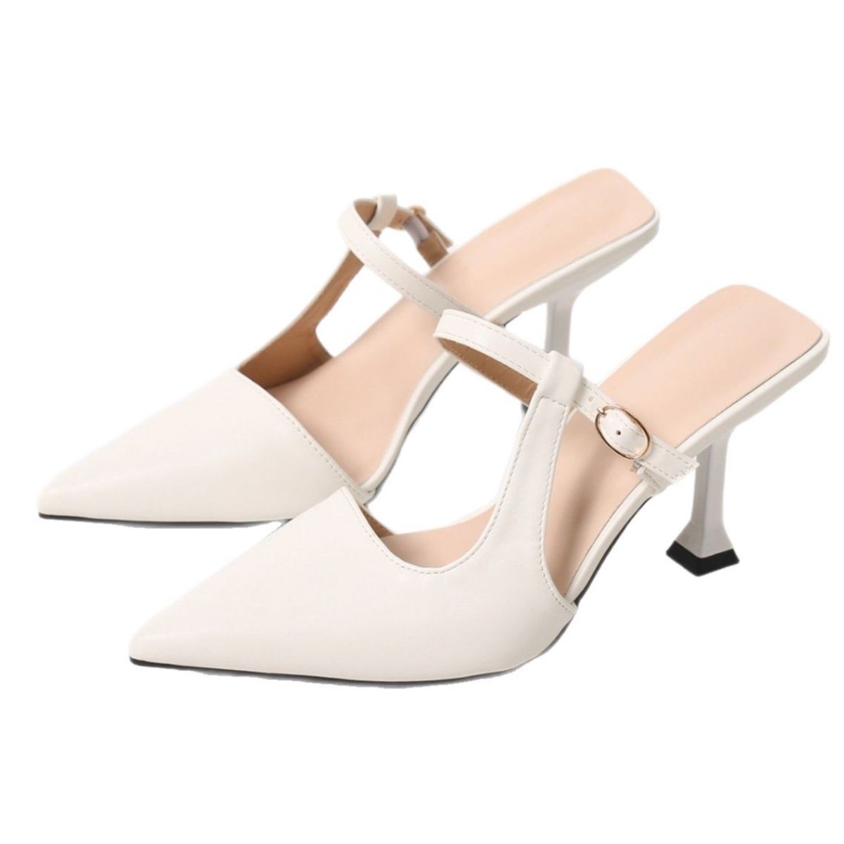 Point Toe Flare Heel Slingback Pumps