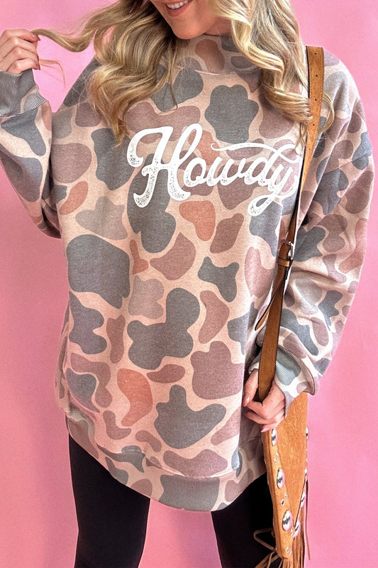 Western Howdy Camo Baggy Pullover Sweatshirt