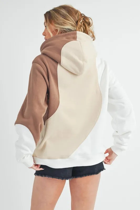 Aemi + Co Color Block Hoodie with Kangaroo Pocket