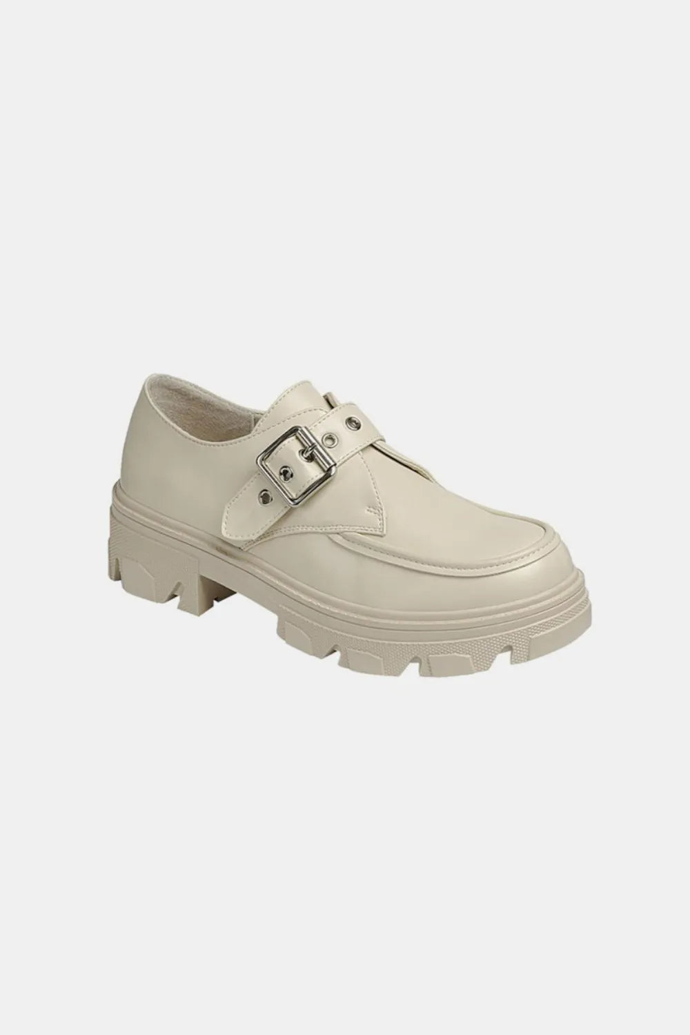 Forever Link Buckled Platform Lug Sole Loafers Bone