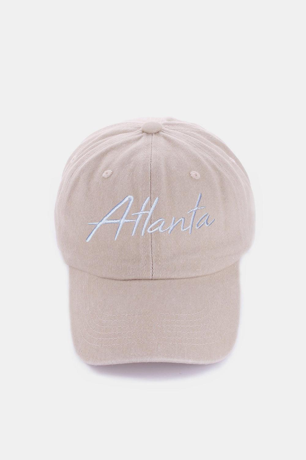 Zenana Washed ATLANTA Embroidered Baseball Cap Atlanta Ash Mocha One Size