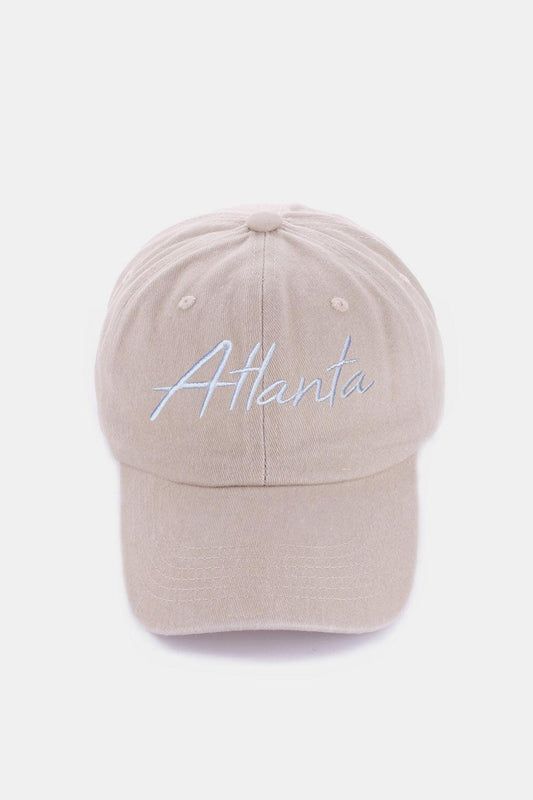 Zenana Washed ATLANTA Embroidered Baseball Cap Atlanta Ash Mocha One Size