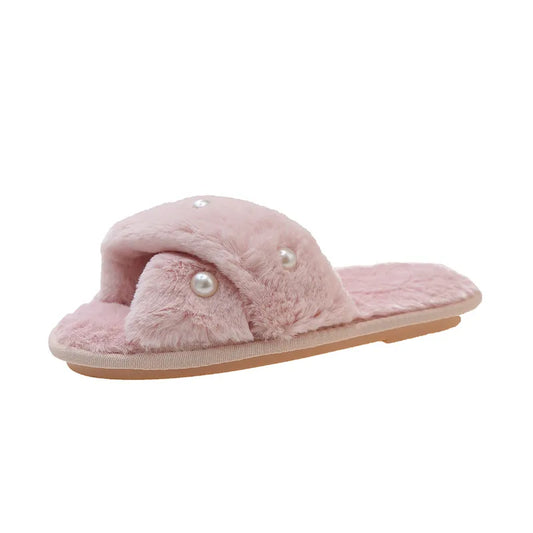 Open Toe Flats Slippers Pink