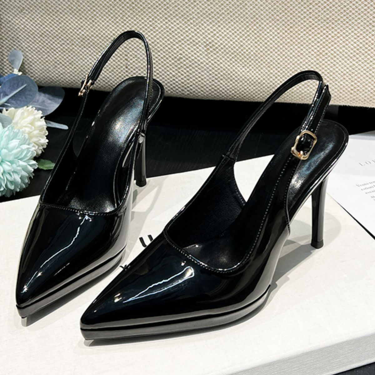Point Toe Stiletto Slingback Pumps