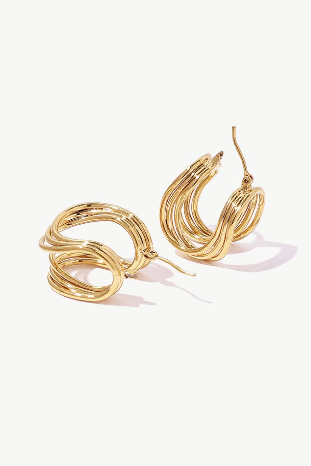 U-Shaped Hoop Earrings Gold One Size