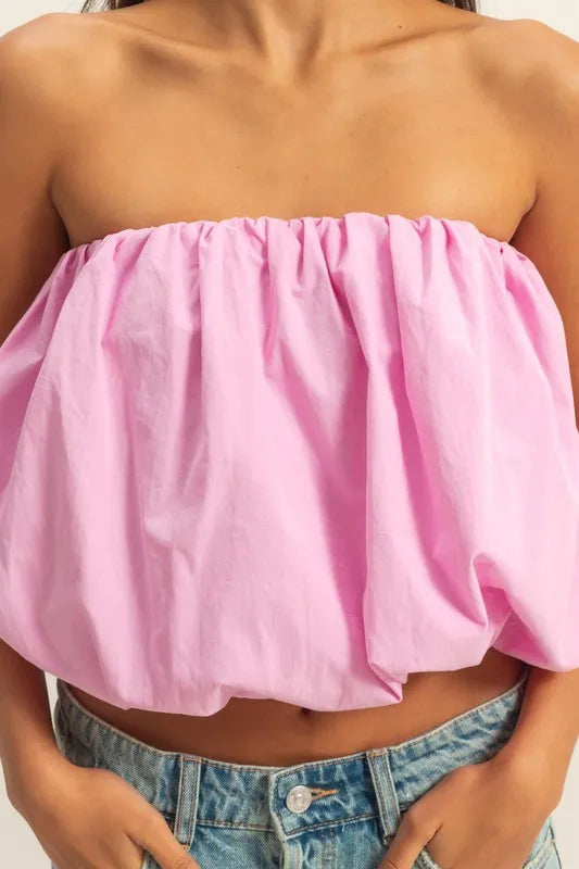 HYFVE Trendy Strapless Bubble Top