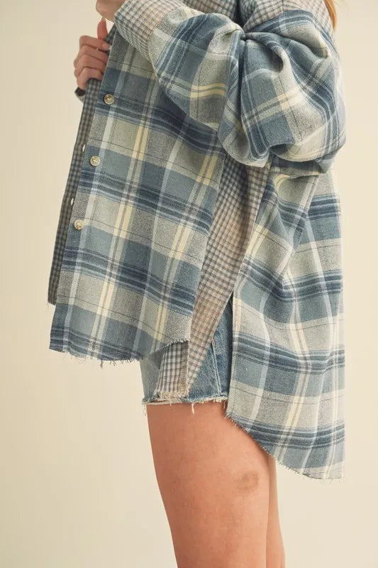 Aemi + Co Plaid Button Down Flannel Shirt