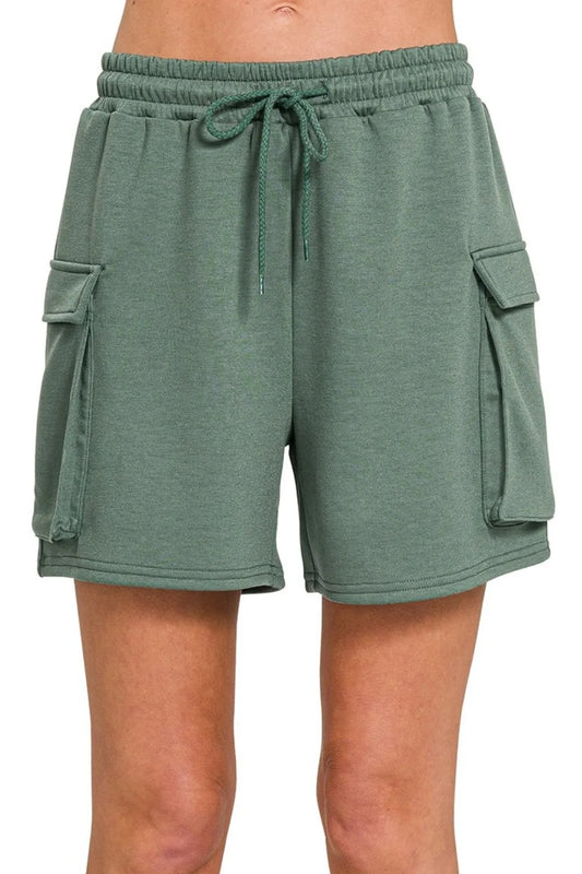 Zenana Scuba Thigh Pocket Shorts