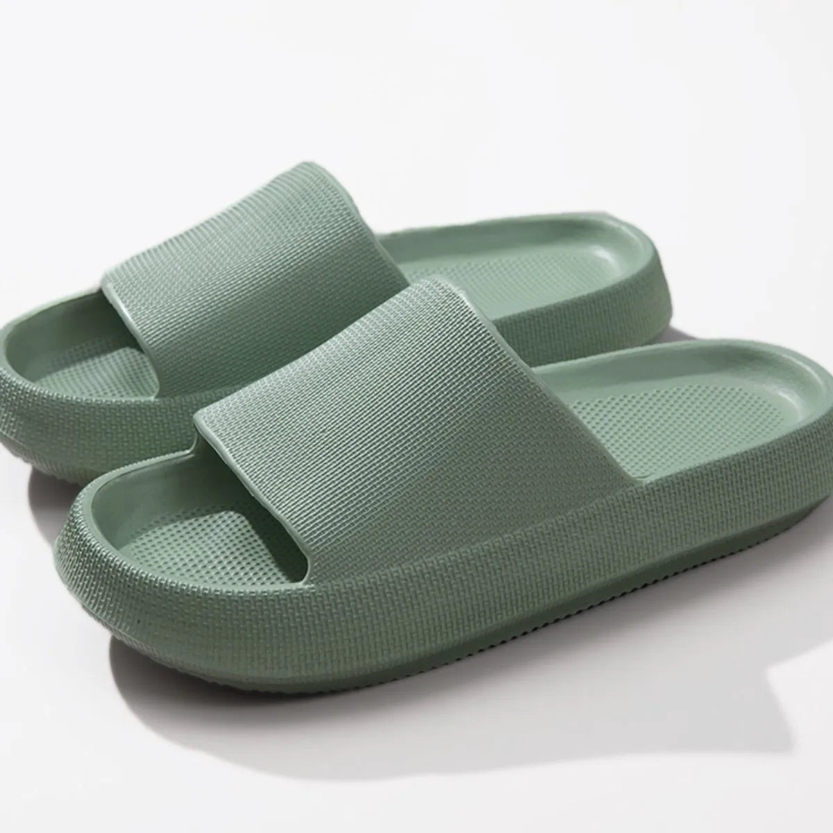 Open Toe Platform Slippers Green
