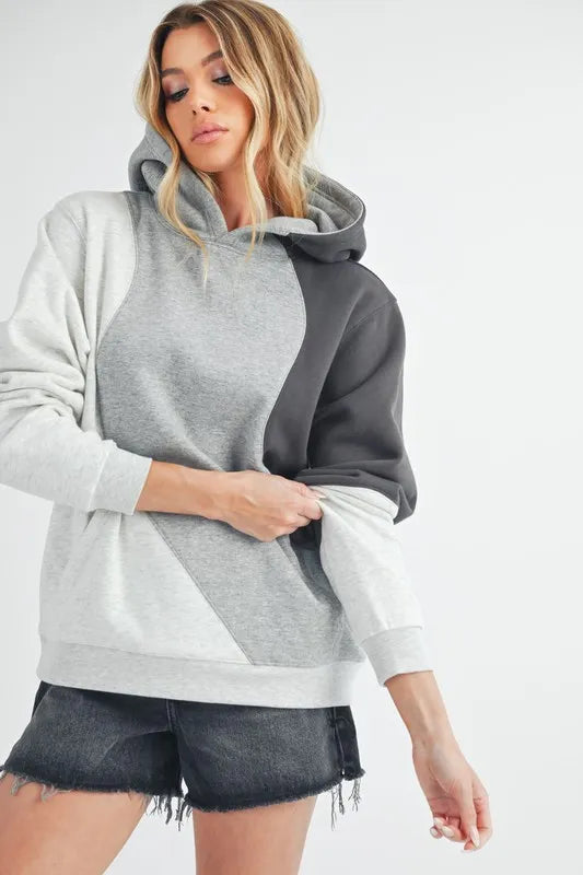 Aemi + Co Color Block Hoodie with Kangaroo Pocket