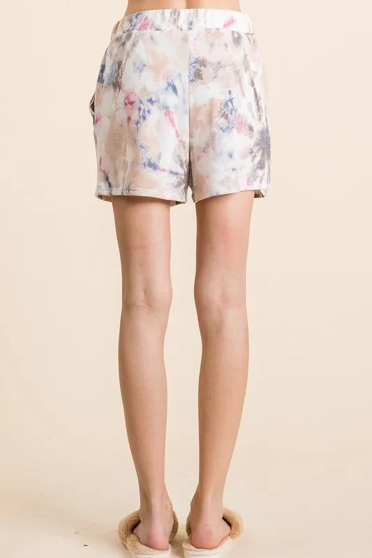 BiBi Tie Dye Terry Shorts with Drawstring