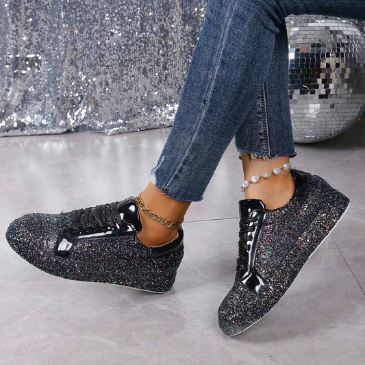 Sequin Lace Up Sneakers