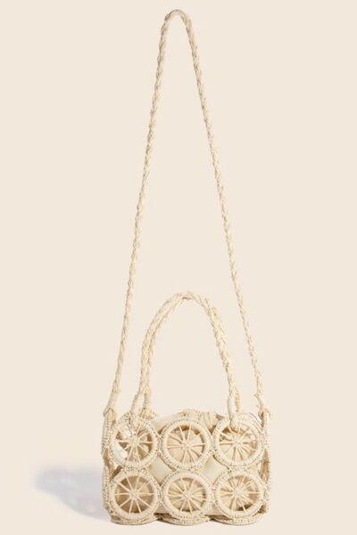 Fame Intricate Braided Wheels Crossbody Bag Ivory One Size