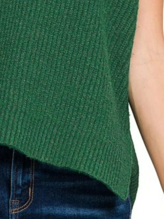 Zenana Oversized Sweater Vest with Side Slit