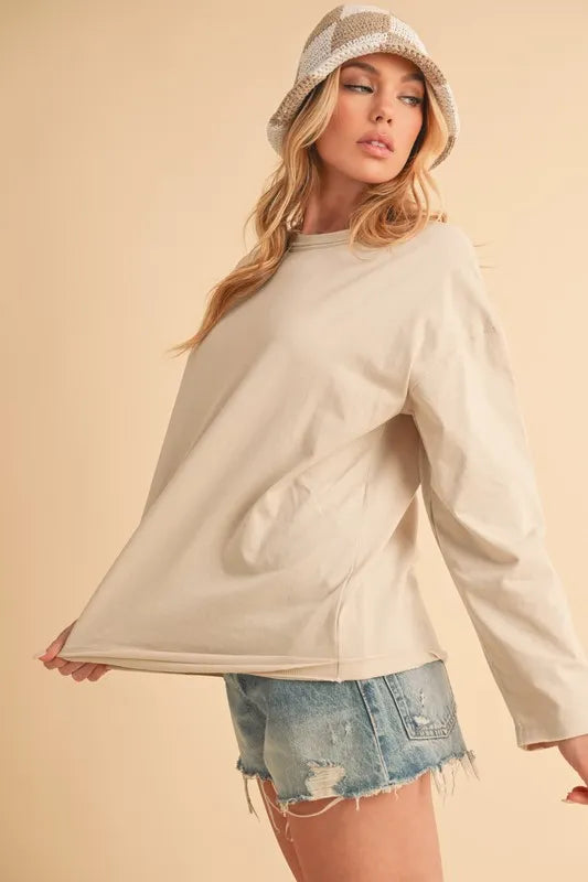 Aemi+Co Round Neck Long Sleeve Top