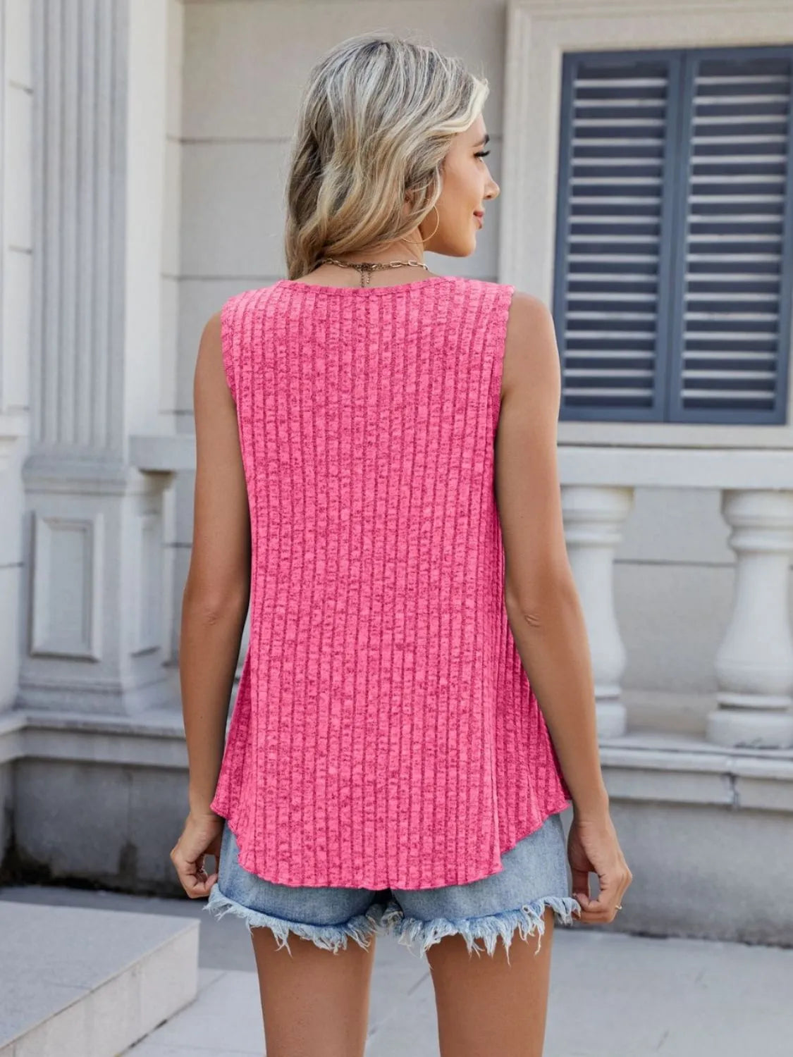 Ribbed Round Neck Tank