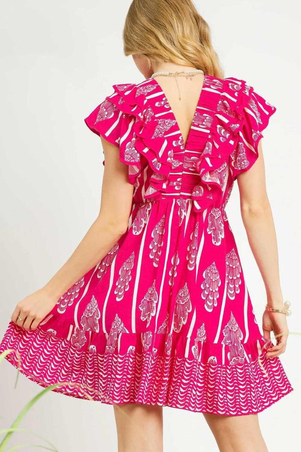 Umgee Off-Shoulder Paisley Print Ruffled Mini Dress