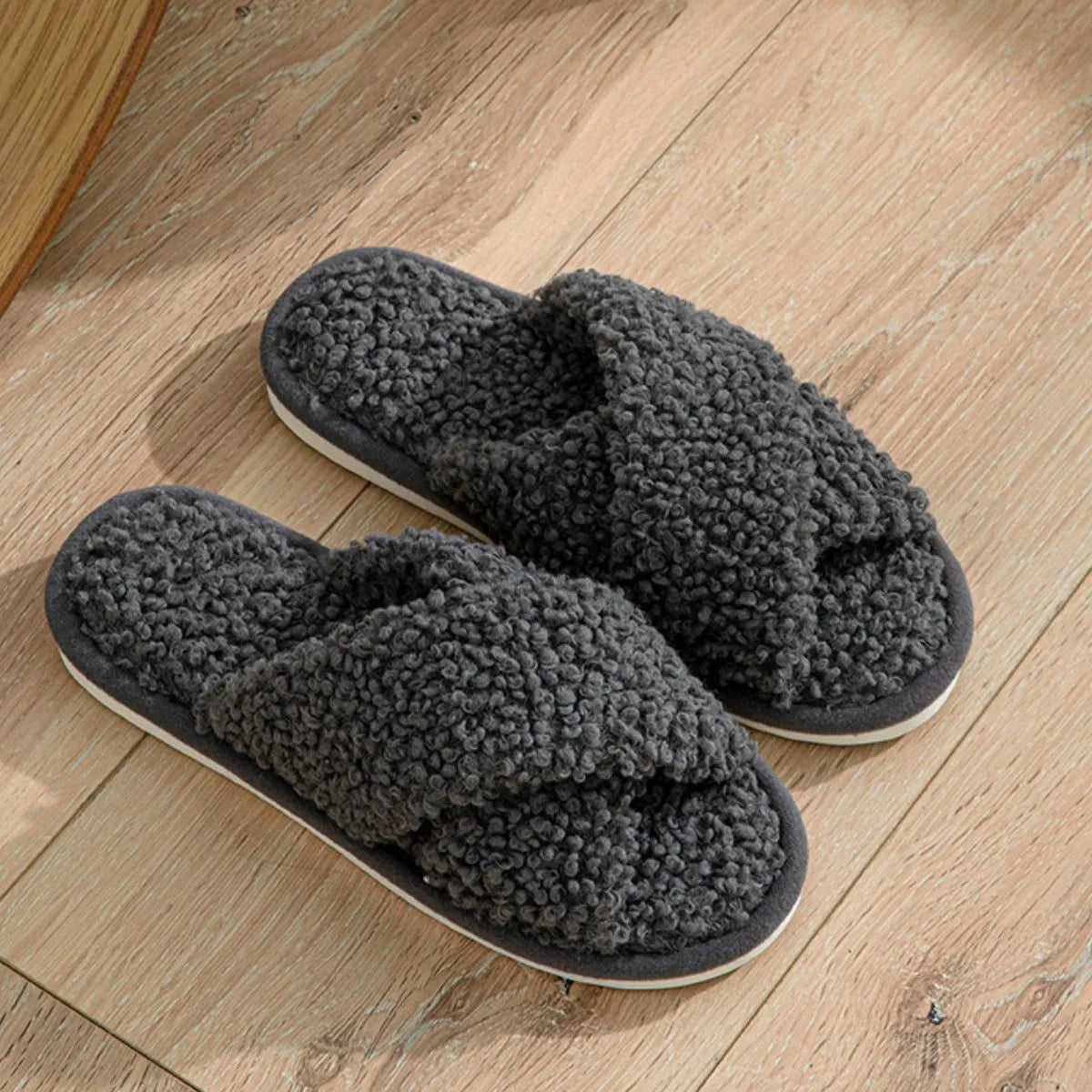 Open Toe Platform Slippers Black