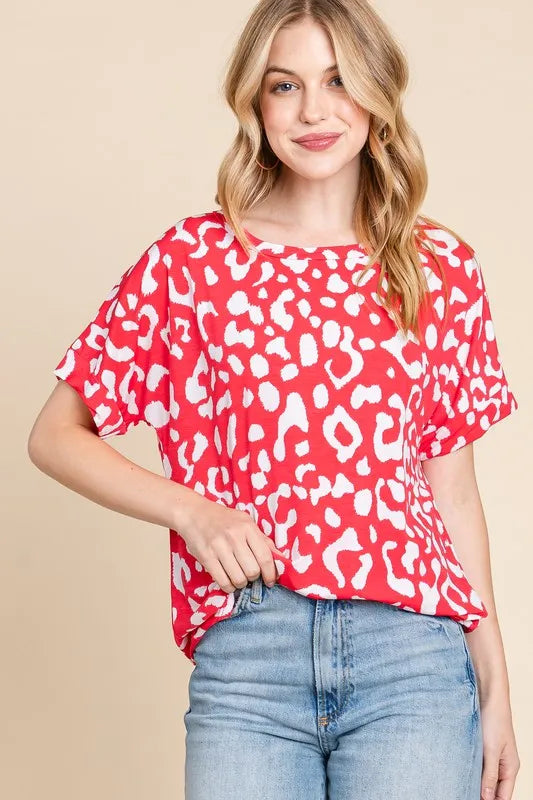 BOMBOM Animal Print Stretchy T-Shirt AS SHOWN