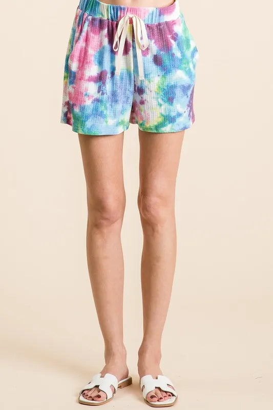 BiBi Tie Dye French Terry Casual Shorts